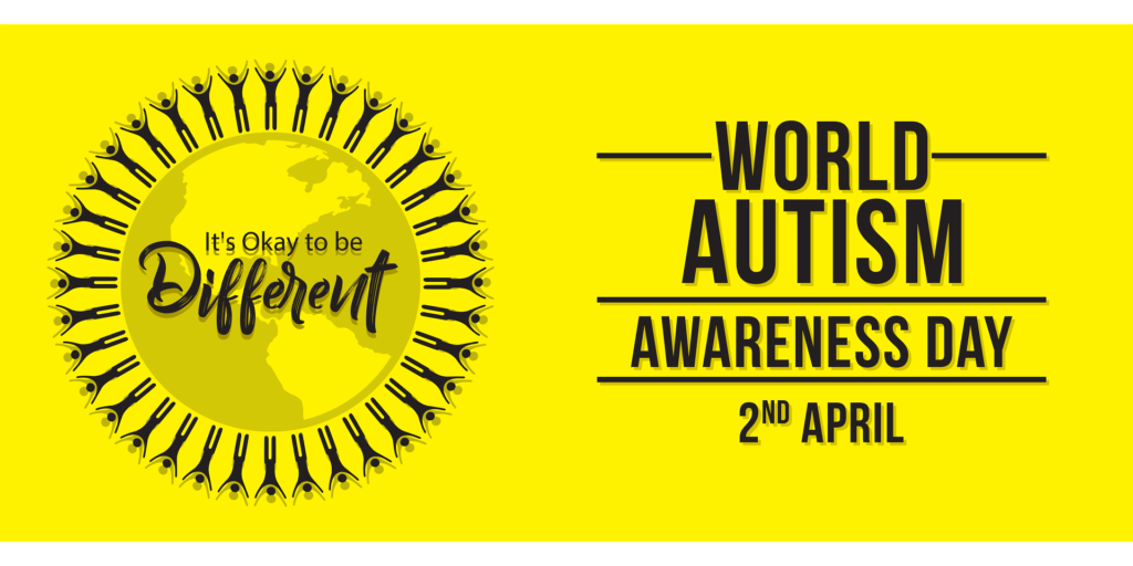 World Autism Awareness Day graphic, 2nd April — It's Okay to Be Different